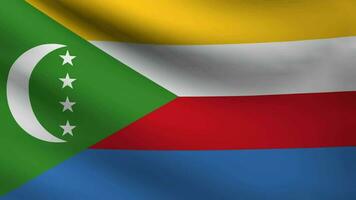 Comoros flag waving at wind video