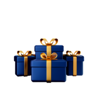 3d impostato di blu nero oro i regali con bianca oro nastro png