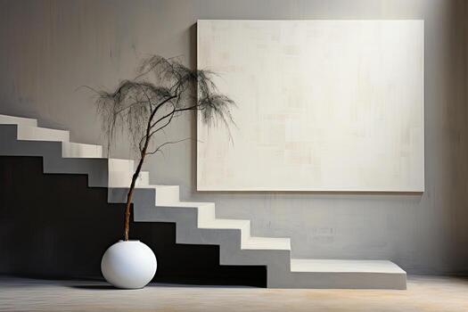 Embrace minimalism and simplicity, using clean lines and sparse elements to convey a sense of calm and clarity in the abstract composition. photo