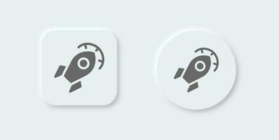 Optimization solid icon in neomorphic design style. Rocket signs vector illustration.