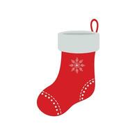 Christmas sock red, isolated on white background. vector