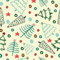 Christmas seamless pattern with colorful pine trees. vector