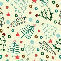 Christmas seamless pattern with colorful pine trees. vector