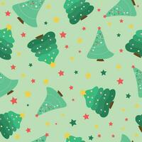 Winter pattern with cute Christmas trees. vector