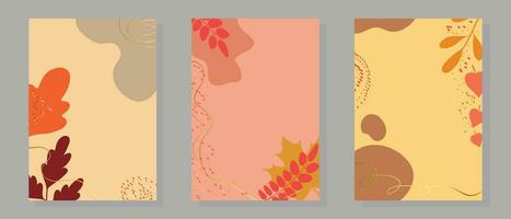 Colorful autumn backgrounds in vintage style. Autumn banners collection. vector