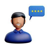 virtual assistant chat conversation with 3d render png