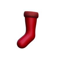 christmas 3d red stockings with mistletoe illustration png