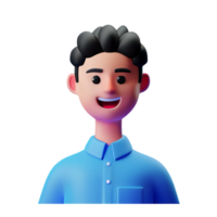 happy student boy character face 3d illustration icon png