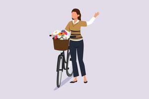 People riding bikes on city street concept. Colored flat vector illustration isolated.