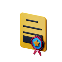 certificado 3d representación icono ilustración png