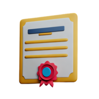 certificate 3d rendering icon illustration png