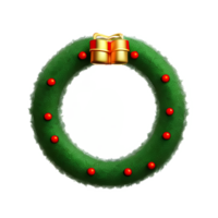 christmas 3d wreath with golden ring bell illustration png