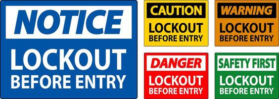 Danger Sign, Lockout Before Entry vector