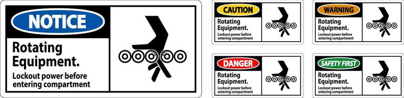 Warning Sign, Rotating Equipment, Lockout Power Before Entering Compartment vector