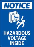 Notice Sign Hazardous Voltage Inside vector