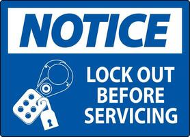 Notice Sign, Lock Out Before Servicing vector