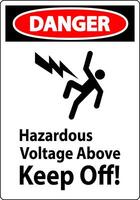 Danger Sign - Hazardous Voltage Above Keep Off vector