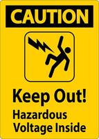 Caution Sign - Keep Out Hazardous Voltage Inside vector