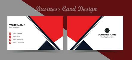 Formal red and black business card design featuring pattern inside. Modern business card template. printable business card with standard size. vector