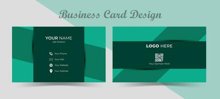 Abstract background business card design. Green shade visiting card mockup. vector