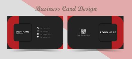 Formal red and black business card design featuring pattern inside. Modern business card template. printable business card with standard size. vector