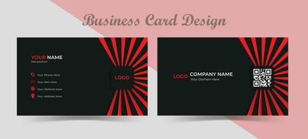 Formal red and black business card design featuring pattern inside. Modern business card template. printable business card with standard size. vector