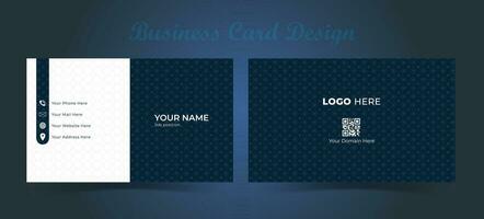 Creative and minimalist business card with pattern background. Business card with dark blue color and royal effect. vector