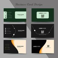 A set of business card with three pairs of visiting card. Business card mockup. Different layout, different design and different colors. A set of multiple corporate business cards. Minimalist cards. vector