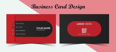 Formal red and black business card design featuring pattern inside. Modern business card template. printable business card with standard size. vector