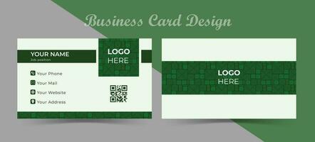 Abstract background business card design. Green shade visiting card mockup. vector