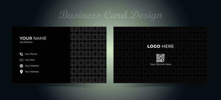 Luxury and elegant dark black blue business card design with curve style minimalist print template. Modern business card design with shadow effect. vector