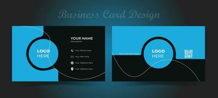 Creative blue color corporate business card design. Clean printable visiting card template. vector
