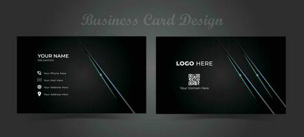 lujo y elegante oscuro negro azul negocio tarjeta diseño con curva estilo minimalista impresión modelo. moderno negocio tarjeta diseño con sombra efecto. vector