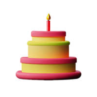 anniversaire gâteau 3d le rendu icône illustration png