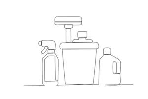 A bucket and a set of cleaning tools vector