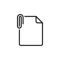 File attachment icon. Simple outline style. Paper clip, attach document, fastener, upload attachments, office concept. Thin line symbol. Vector isolated on white background. SVG.