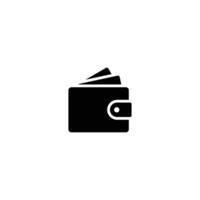 Wallet icon. Simple solid style. Affordable, investment, money, cash, dollar, bill, payment, business, finance concept. Black silhouette, glyph symbol. Vector isolated on white background. SVG.