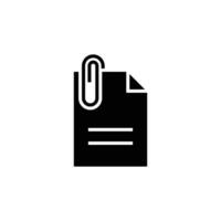 File attachment icon. Simple solid style. Paper clip, attach document, fastener, upload attachments, office concept. Black silhouette, glyph symbol. Vector isolated on white background. SVG.