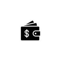 Wallet icon. Simple solid style. Affordable, investment, money, cash, dollar, bill, payment, business, finance concept. Black silhouette, glyph symbol. Vector isolated on white background. SVG.