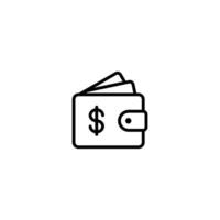 Wallet icon. Simple outline style. Affordable, investment, money, cash, dollar, bill, payment, business, finance concept. Thin line symbol. Vector isolated on white background. SVG.