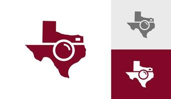 Texas map with camera logo design vector