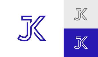 Letter JK monoline initial monogram logo design vector