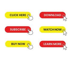 Different web buttons with cursor. buttons set. UI design buttons set vector