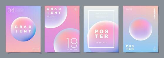 Set of creative covers or posters concept in modern minimal style for corporate identity, branding, social media advertising, promo. Circle design template with dynamic fluid gradient. vector