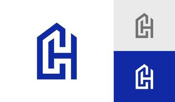 Letter CH initial monogram with house shape logo design vector