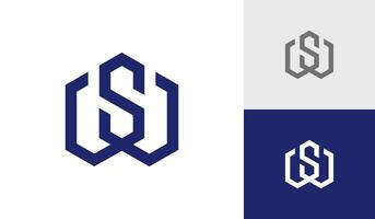 Letter SW or WS initial hexagon monogram logo design vector