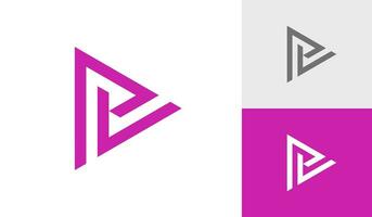 Letter PV triangle initial monogram logo design vector