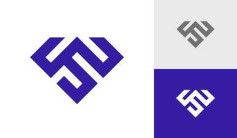 Letter WS or SW monogram with diamond shape logo design vector