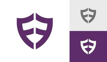 Shield letter FF emblem logo design vector