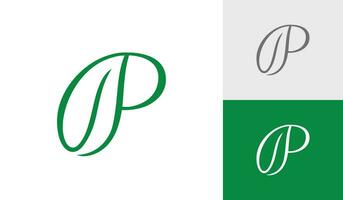 Natural leaf logo design with letter P initial monogram vector